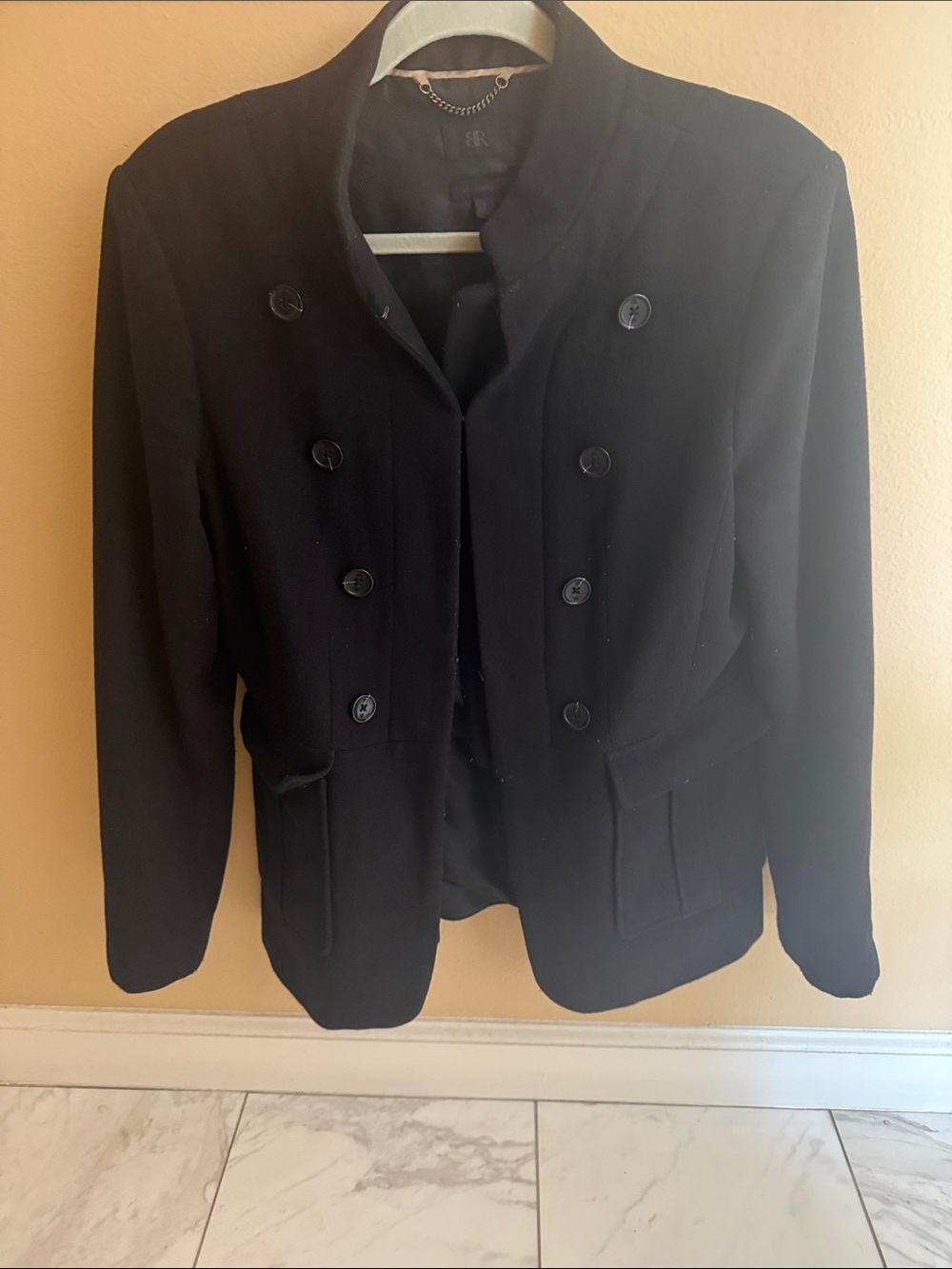 Banana Republic Black Double-Breasted Pea Coat